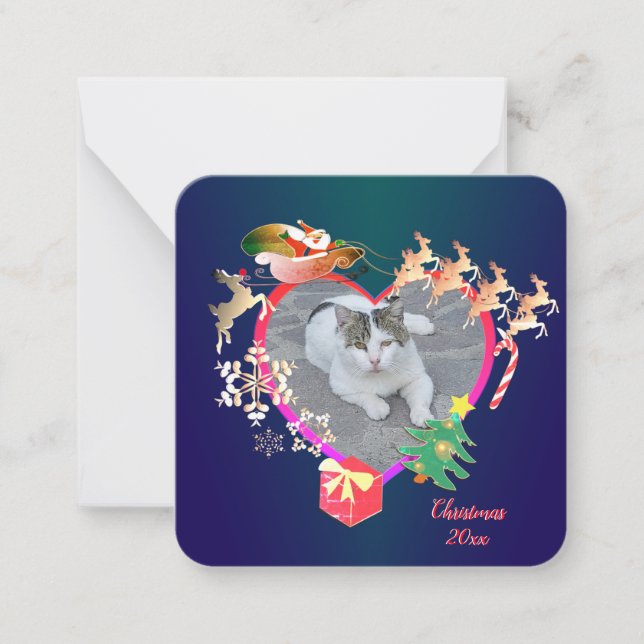 Der Rahmen für das Herz des Rentiers des Weihnacht Mitteilungskarte (Vorderseite)