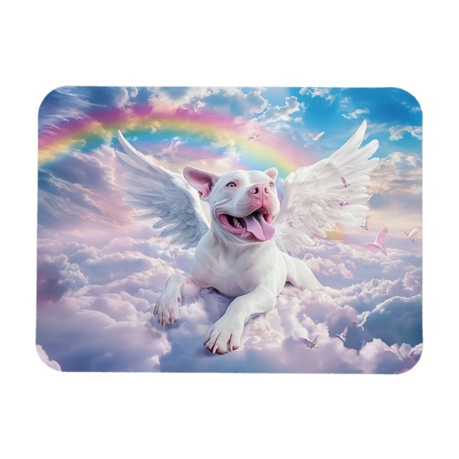 Der Rainbow Bridge White Angel Dog Magnet (Horizontal)