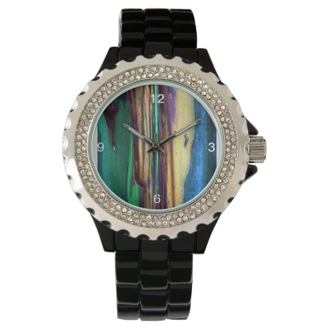 Der Rainbow Eukalyptus Tree Kristall Watch Armbanduhr (Vorderseite)