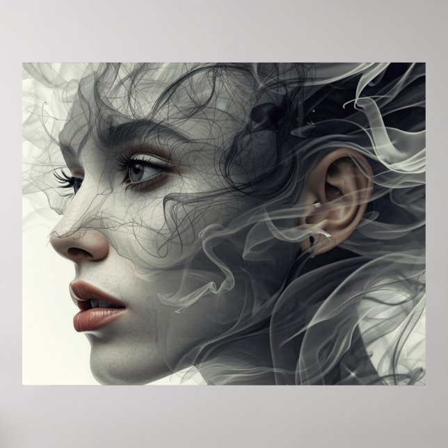 Der rauchige Schleier auf der Wand einer Frau im Q Poster (Vorne)