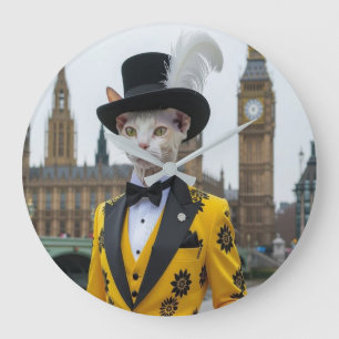 Der Regal Sphynx in seinem verblüffenden Anzug im  Große Wanduhr