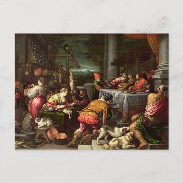 Der reiche Mann und Lazarus, 1590-1595 Postkarte (Vorderseite)