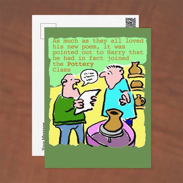 Der reife Schüler liest ein Gedicht in der Töpferk Postkarte (Von Creator hochgeladen)