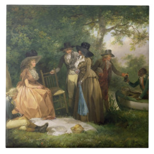 Der Repast des Anglers (Öl auf Leinwand) Fliese