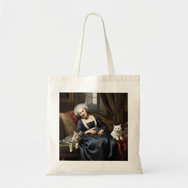 " DER REPOSE DER KATZLADY " TRAGETASCHE (Vorne)