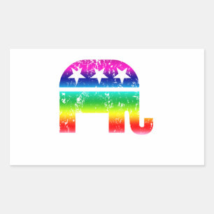 Der republikanische Original Elefant störte Regenb Rechteckiger Aufkleber