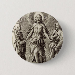 Der Retreen Christus steht auf einem Hügel Button