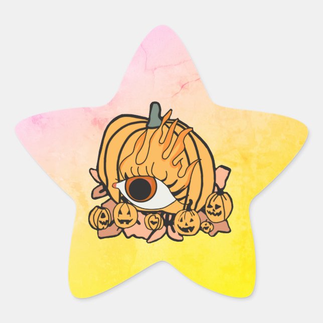 Der Retro Pumpkin-Flammenauge Stern-Aufkleber (Vorderseite)
