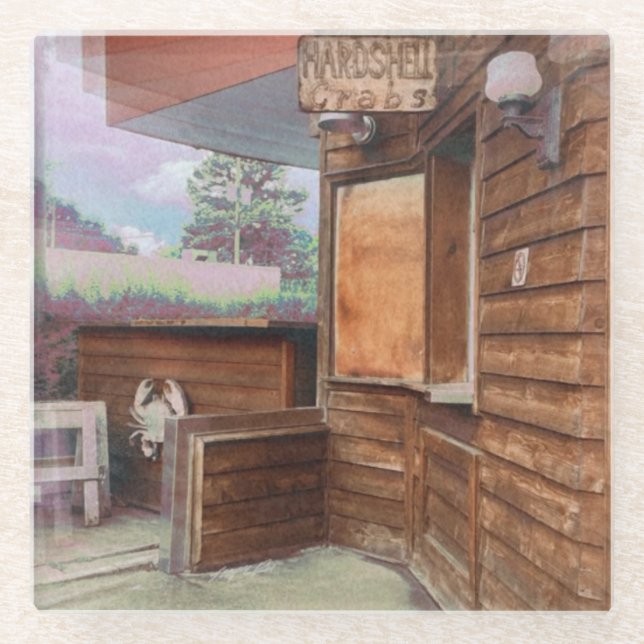 Der Retro-Shack-Glass-Untersetzer Glasuntersetzer (Vorderseite)