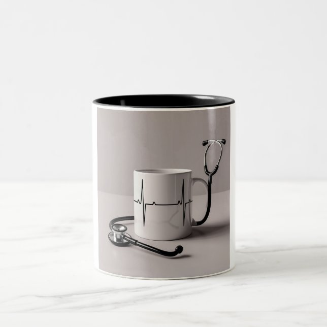 Der Rhythmus des Kaffees: Ein herzliches Design Zweifarbige Tasse (Mittel)