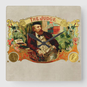 Der Richter-Vintage Zigarrenschachtel-Aufkleber Quadratische Wanduhr