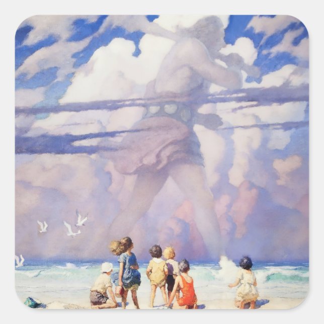 „Der Riese“ Feen-Kunst von NC Wyeth Quadratischer Aufkleber (Vorderseite)