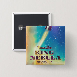Der Ring Nebel (Messier 57) Weltraumreisepakat. Button