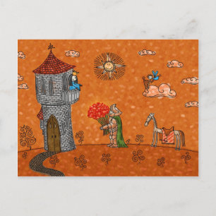 Der Ritter und die Lady Postkarte