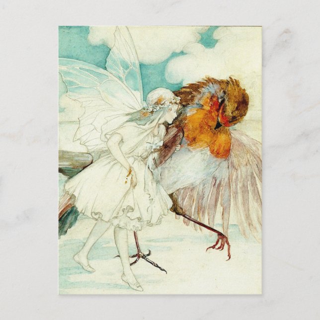 Der Robin und die Blume Fairy Postkarte (Vorderseite)