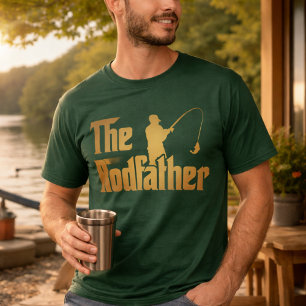 Der Rodfather Lustiges Angelparodie-Design für Vät T-Shirt