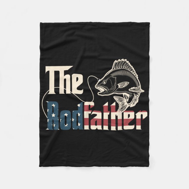 Der Rodfather Retro Groovy Angler Vatertag Geschen Fleecedecke (Vorderseite)