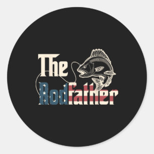 Der Rodfather Retro Groovy Angler Vatertag Runder Aufkleber