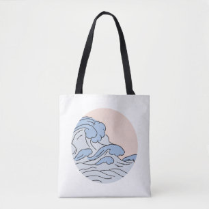 Der rosa/blaue Ozean mit dem Strand