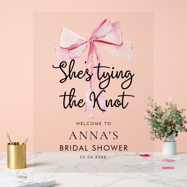 Der rosa Bow, der das Brautparty des Knotens verbi Acrylschild (Hochzeit)