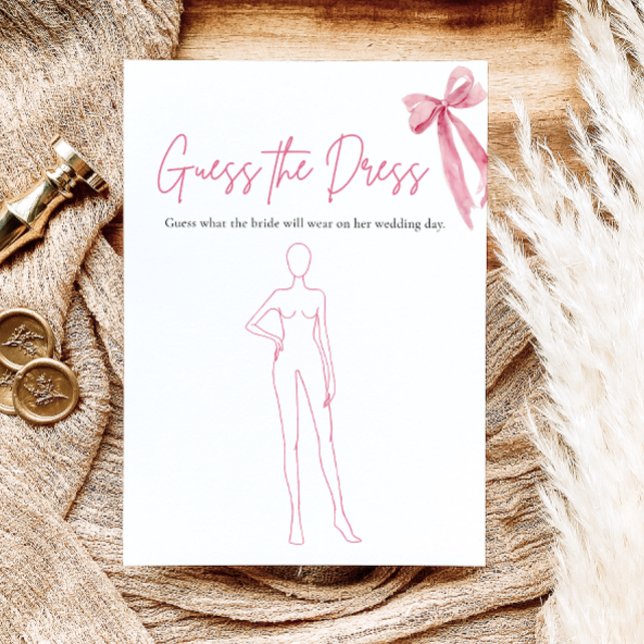 Der rosa Bow rät das Dress Brautparty Game Einladung (Pink Bow Guess The Dress Bridal Shower Game)