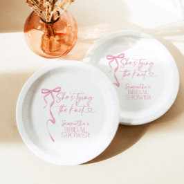 Der rosa Bow verbindet das Brautparty des Knotens Pappteller