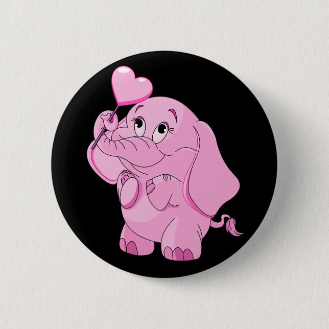 Der rosa Elefant des niedlichen Valentins Button (Vorderseite)