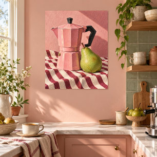Der rosa Espresso-Topf-Kunst-Druck Poster
