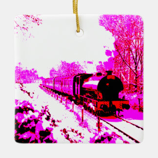 Der rosa Express Keramikornament
