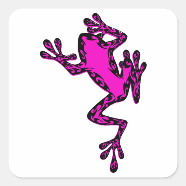 der rosa FROG Quadratischer Aufkleber (Vorderseite)