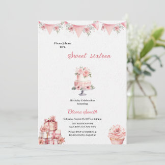 der rosa Geburtstag für Mädchen - Einladung