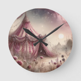 Der rosa Nekromant's rosa Seidenzelt  Runde Wanduhr