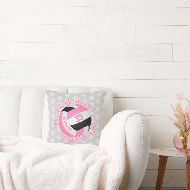 Der rosa schwarz-graue Volleyballplatz ist mein gl Kissen (Liege)