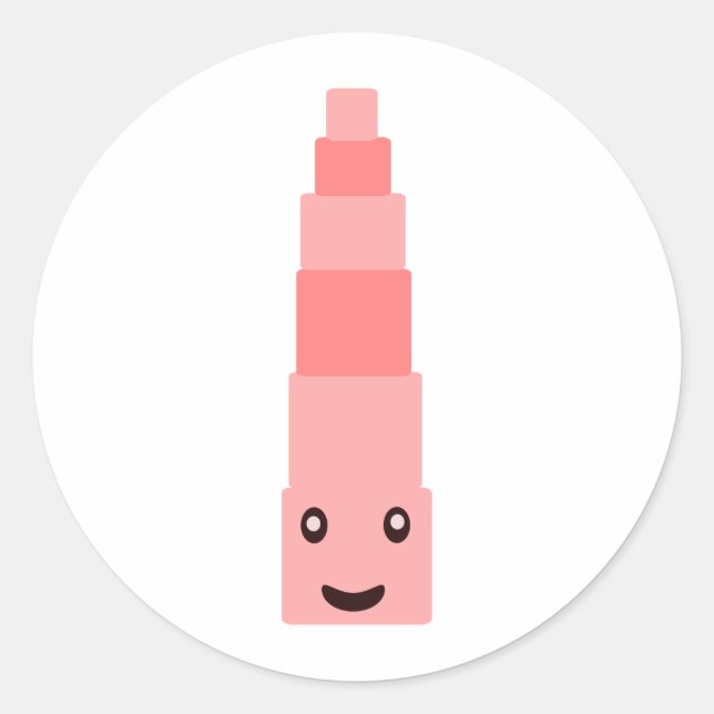 Der rosa Turm Montessori Runder Aufkleber (Vorderseite)