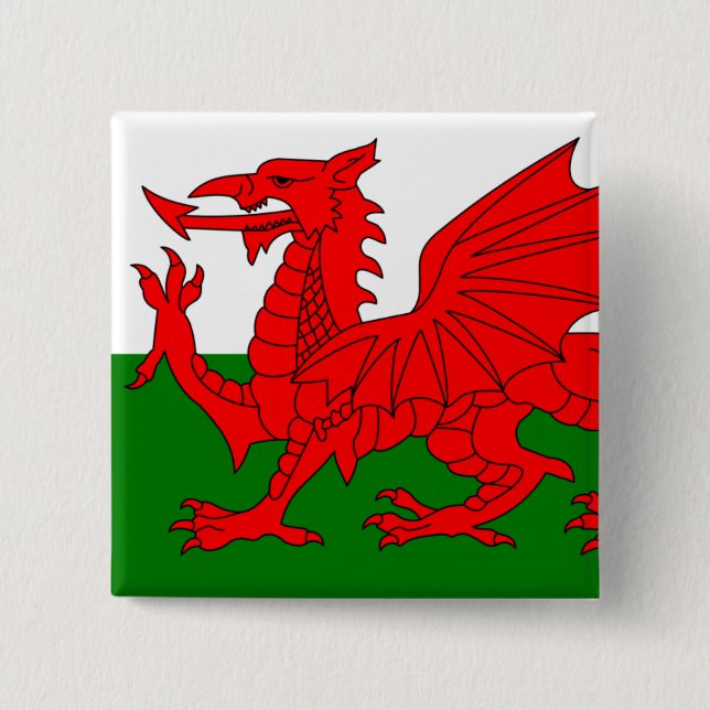 Der rote Drache [Flagge von Wales] Button (Vorderseite)