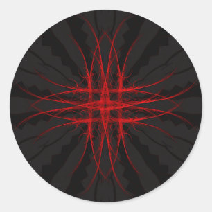 Der rote ~ Fraktal-Aufkleber Runder Aufkleber