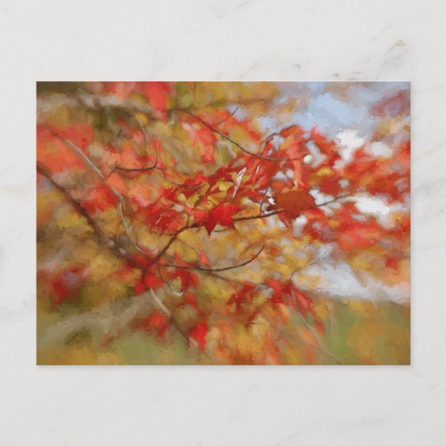 Der rote Herbst lässt Abstrakte Malerei übrig Postkarte (Vorderseite)