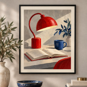 Der rote Leselampen-Kunstprint Poster