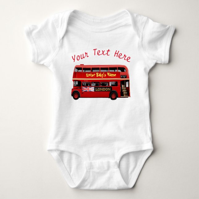 Der rote London-Bus Baby Strampler (Vorderseite)