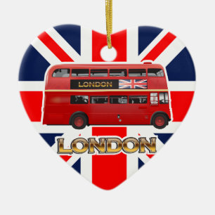 Der rote London-Doppeldeckerbus Keramik Ornament