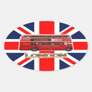 Der rote London-Doppeldeckerbus Ovaler Aufkleber