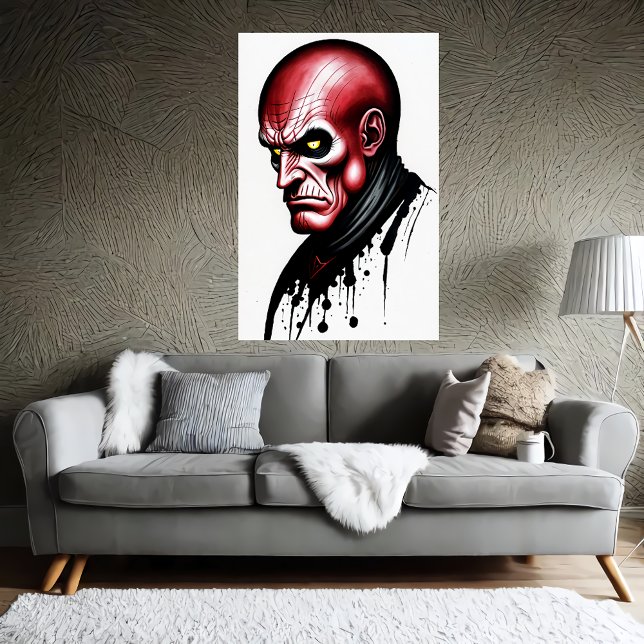 Der rote Mann mit gelben Augen | Art der AI Poster (Von Creator hochgeladen)