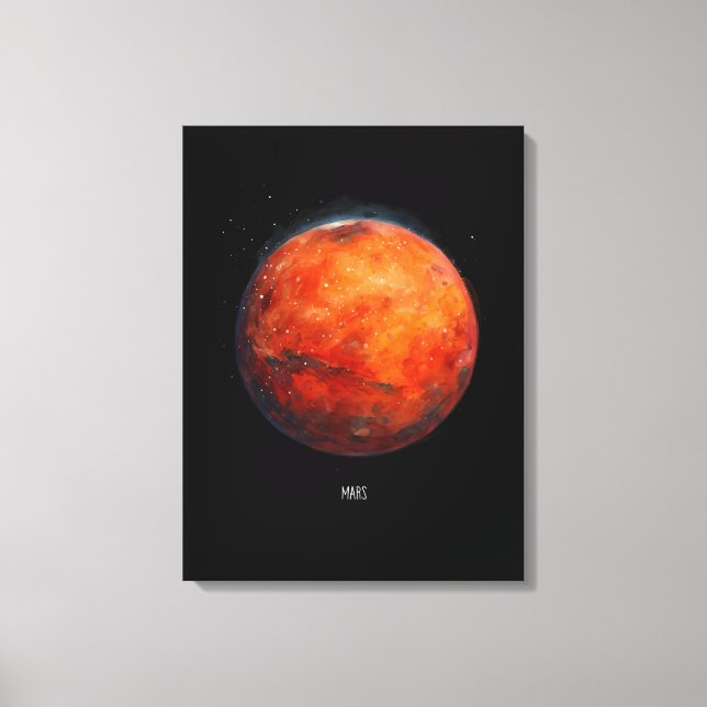 Der Rote Planet: Mars Aquarell Leinwanddruck (Vorderseite)