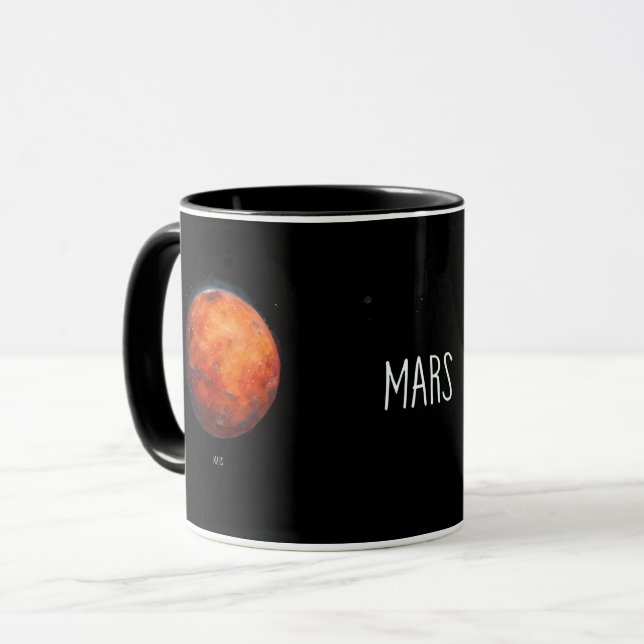 Der Rote Planet: Mars Aquarell Tasse (Vorderseite Links)