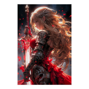 Der Rote Ritter Anime-Kriegerprinzessin-Kunst Poster