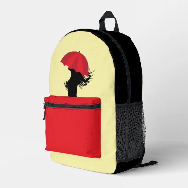 Der rote Schirm Bedruckter Rucksack (Rückseitige Ecke Rechts)