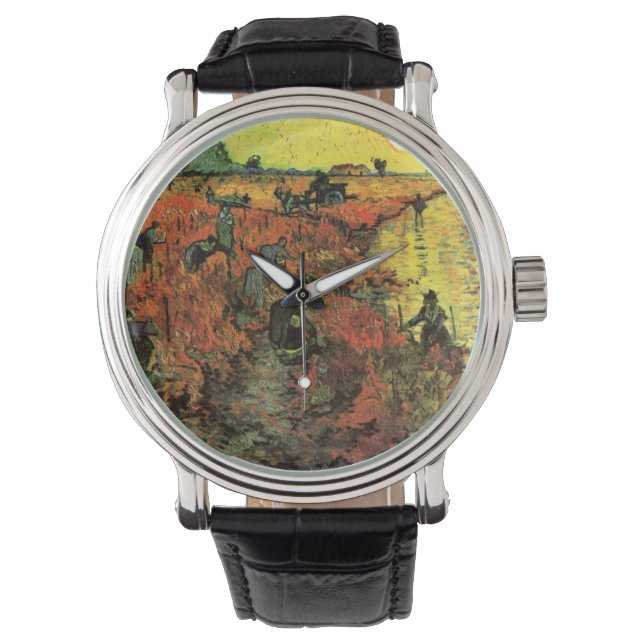 Der Rote Weinberg von Vincent van Gogh Armbanduhr (Vorderseite)