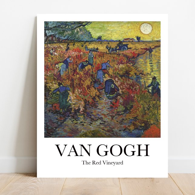 Der Rote Weinberg von Vincent van Gogh Poster (Van Gogh's vibrant "The Red Vineyard" poster. Lush red rows & swirling sky in iconic brushstrokes)