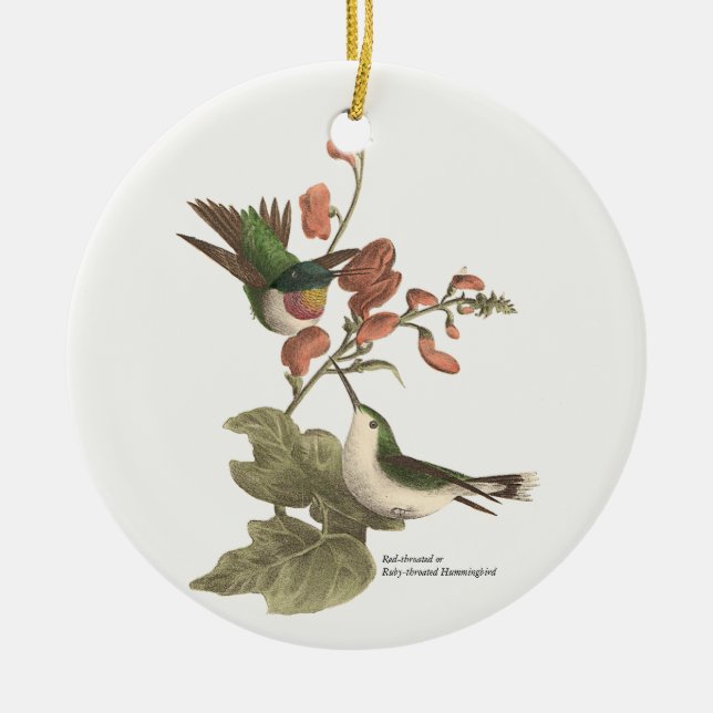 Der rothaarige oder rubingebeutelte Hummingvogel Keramik Ornament (Vorne)