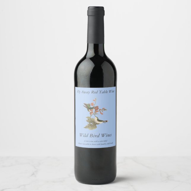 Der rothaarige oder rubingebeutelte Hummingvogel Weinetikett (Vorderseite)